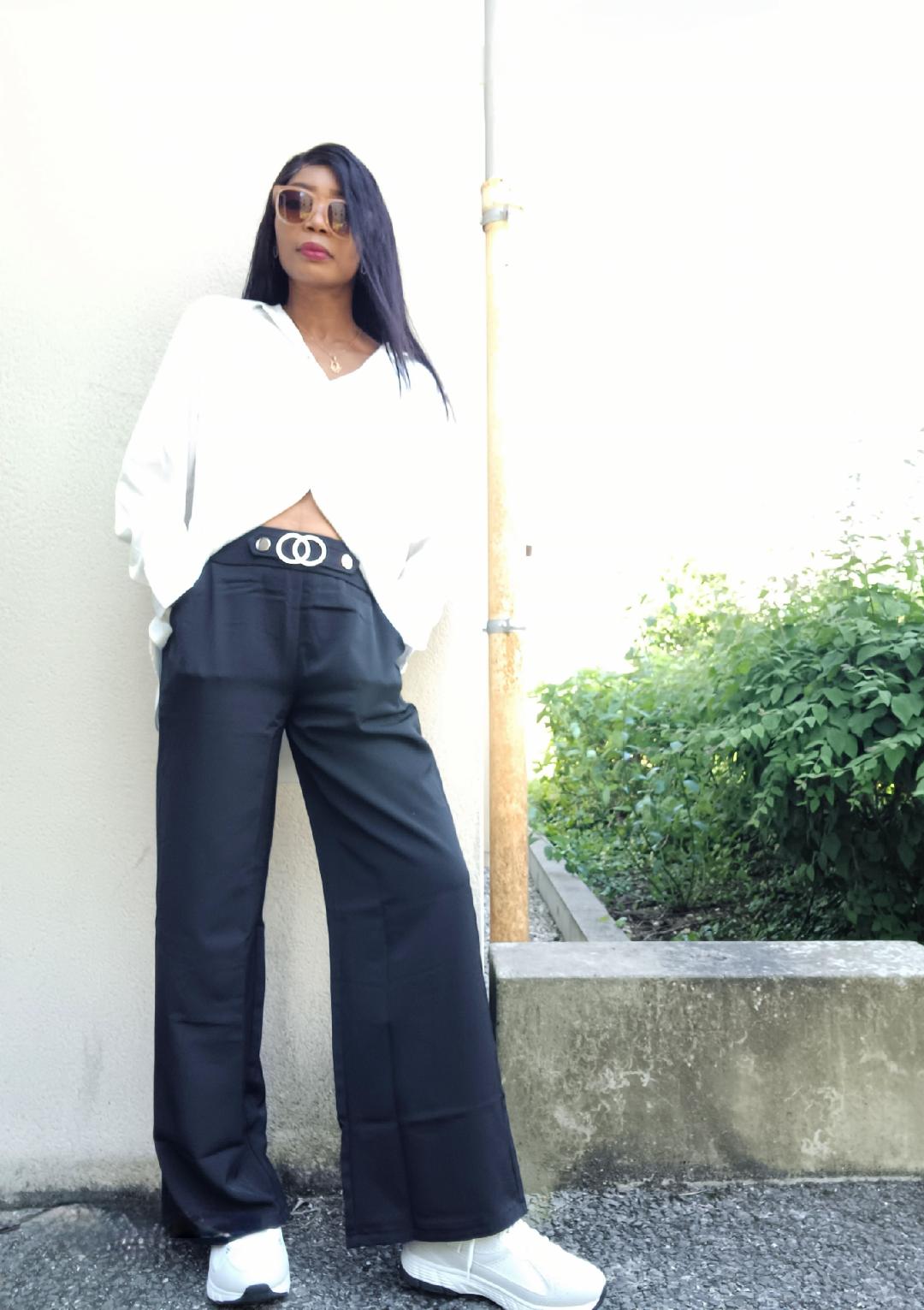 Pantalon en tissu noir
