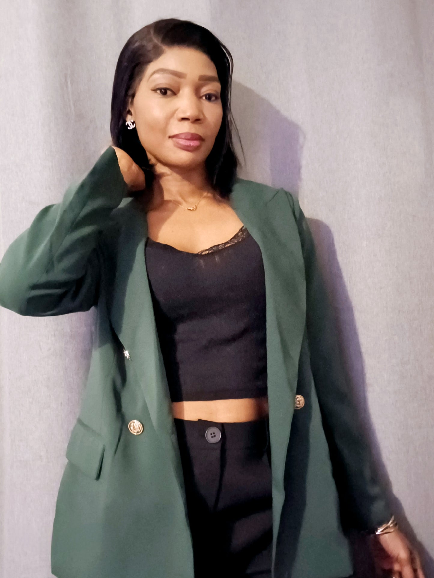 Blazer chic doré vert