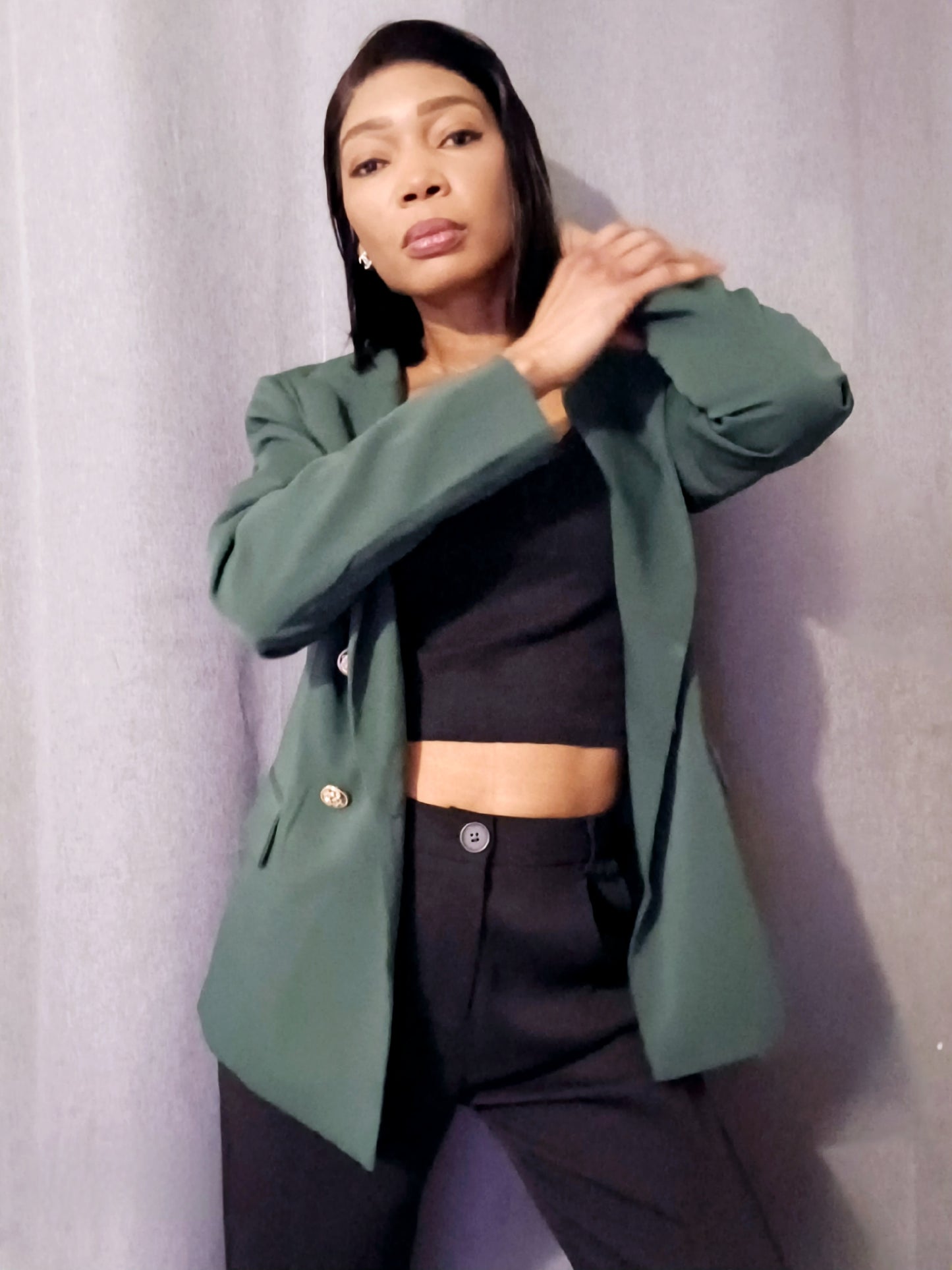 Blazer chic doré vert