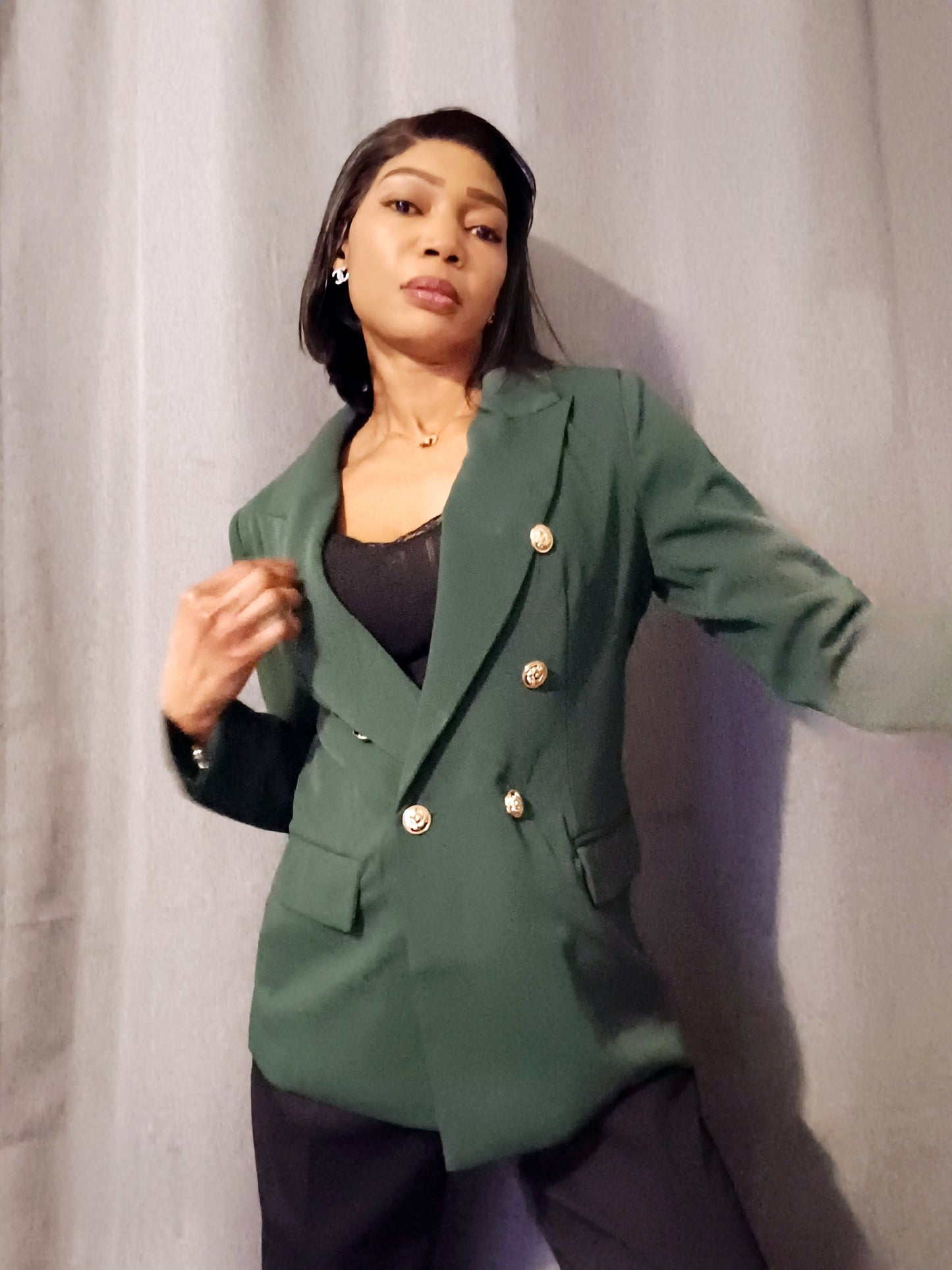 Blazer chic doré vert