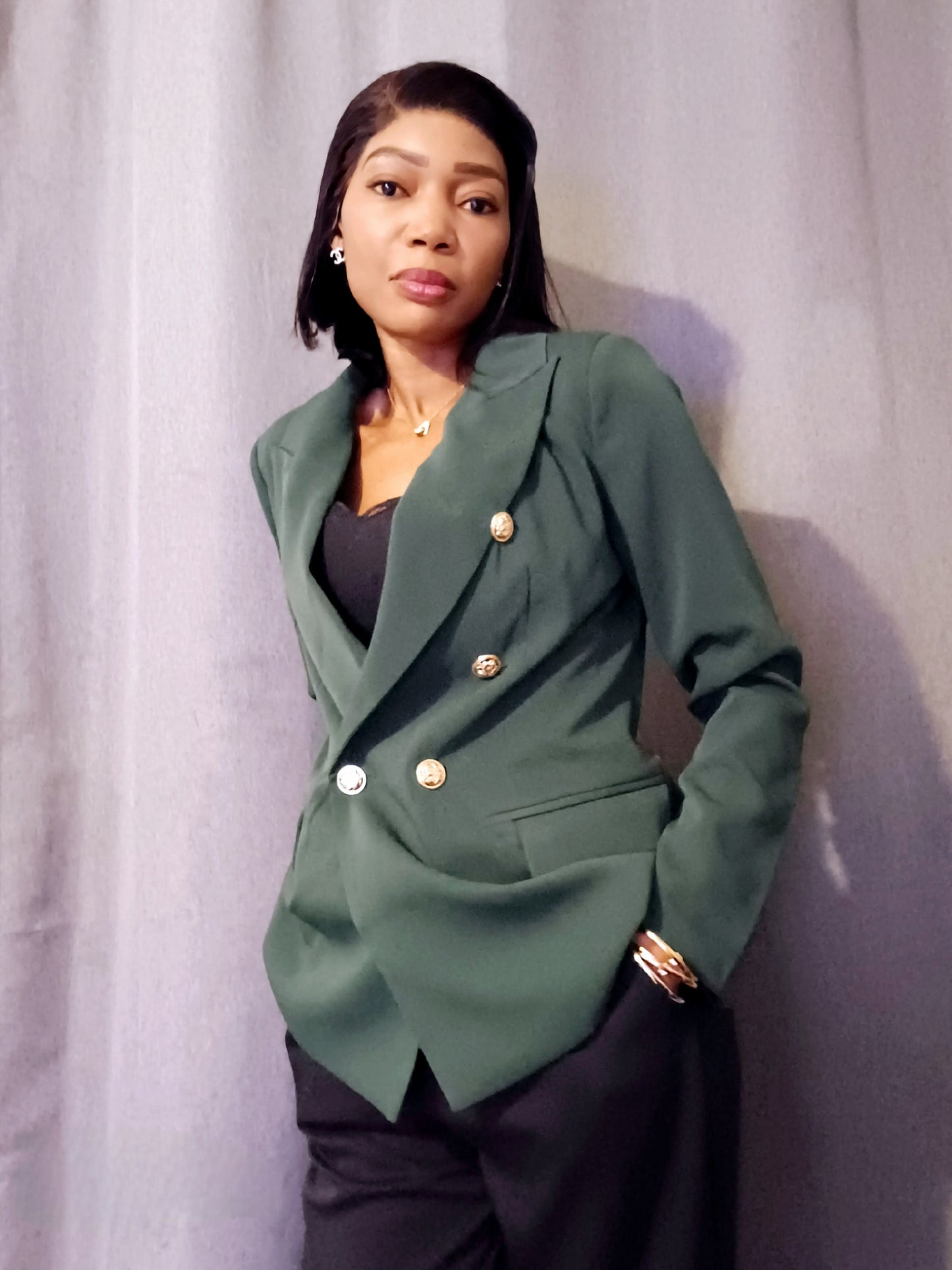 Blazer chic doré vert