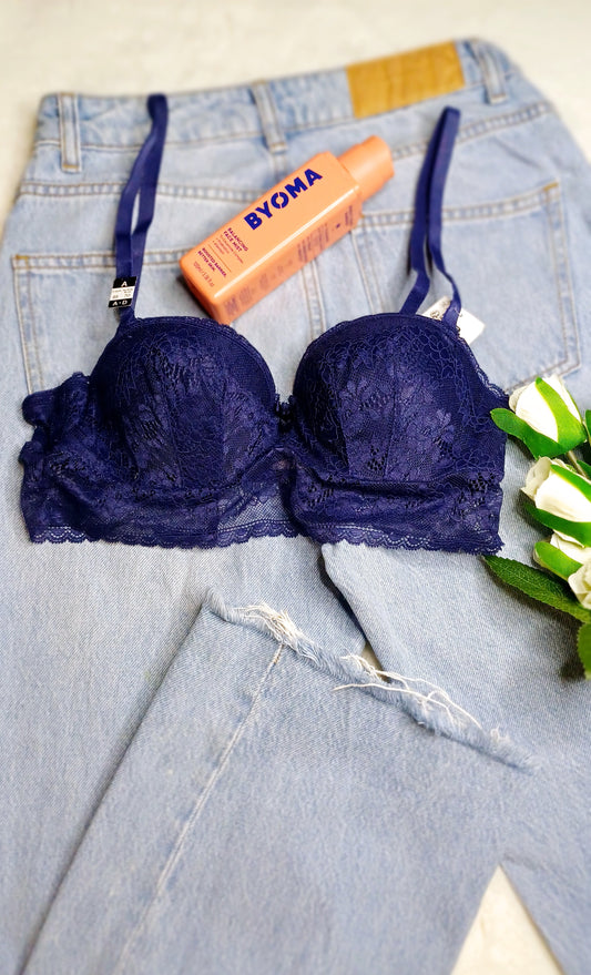 Soutien gorge bleu en dentelle 85A