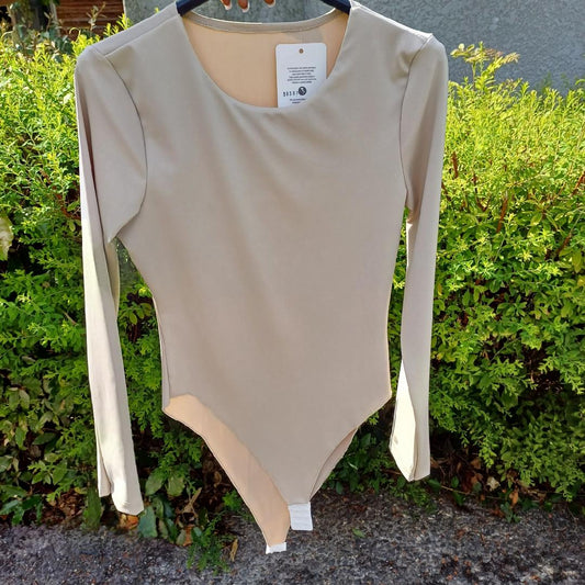 Body à manches longues beige clair