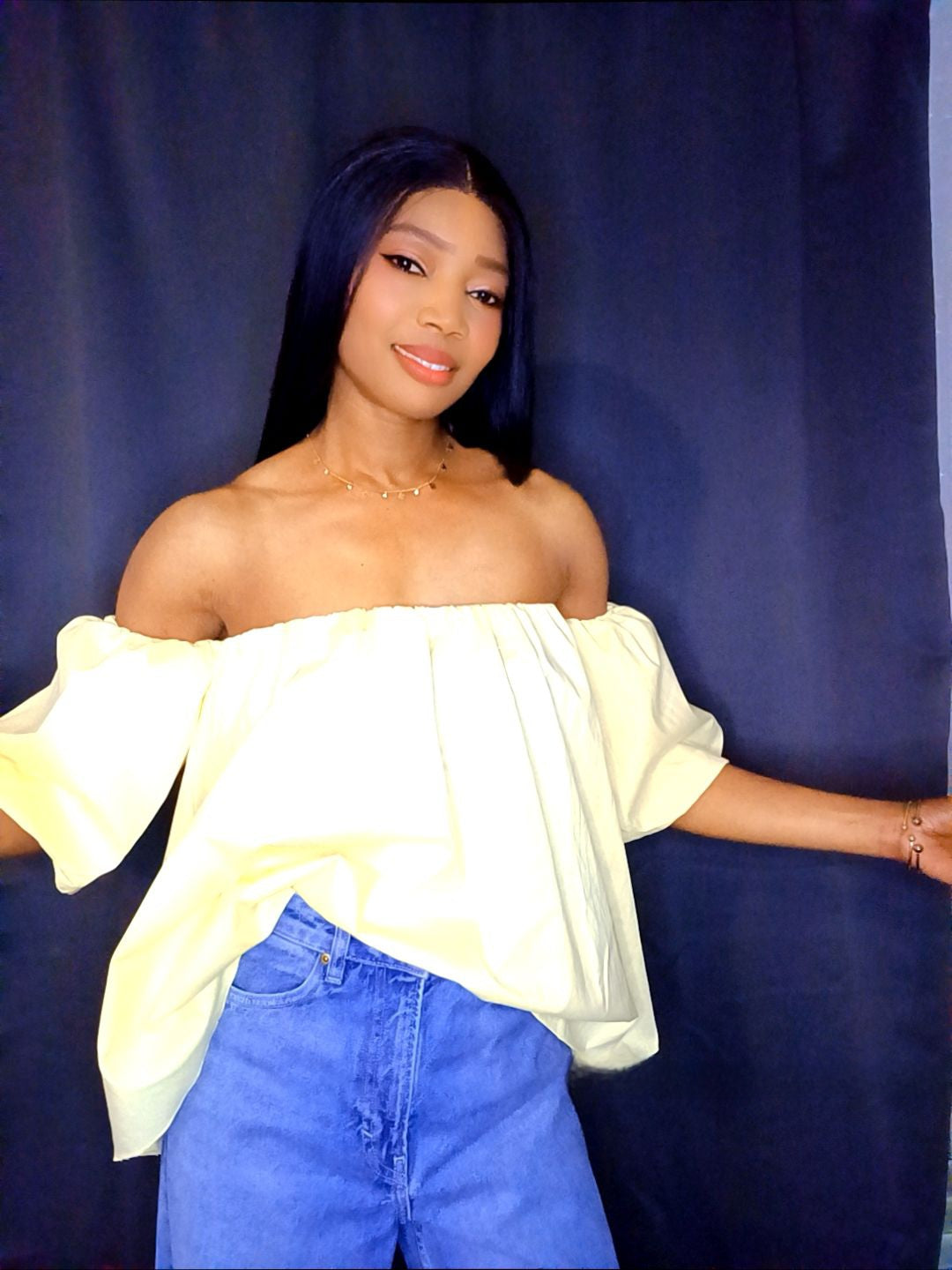 Blouse à pois jaune