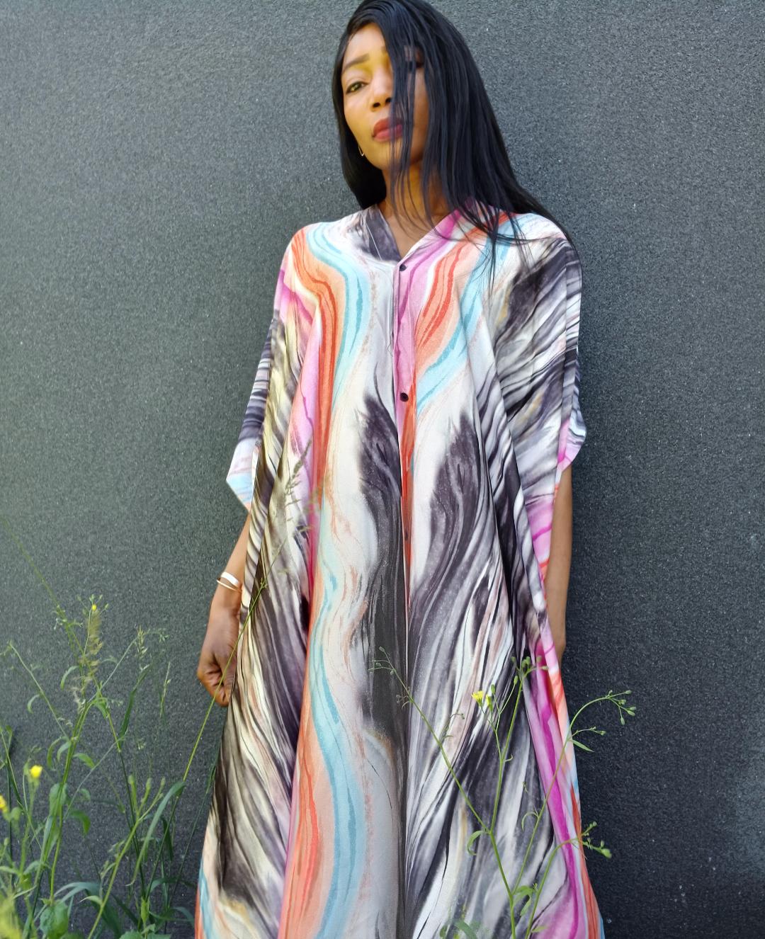 Robe Maxi Kaftan multicolore