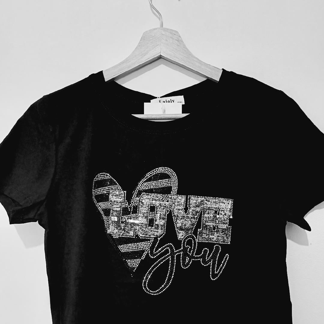 Tee-shirt LOVE YOU noir