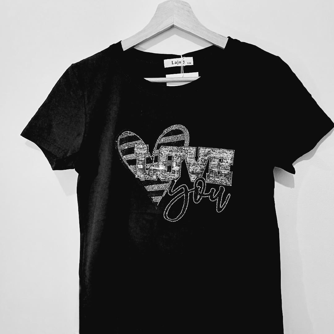 Tee-shirt LOVE YOU noir